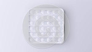 New popular sensory anti-stress toy - Pop it. White toy isolated on a white background. Realistic vector 3D illustration