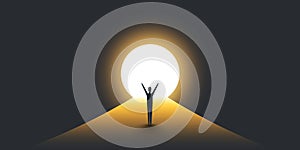 New Possibilities, Hope - Business Finding Solution Vector Concept - Businessman Standing in Dark, Symbol of Light