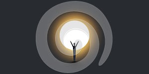 New Possibilities, Hope - Business Finding Solution Vector Concept - Businessman Standing in Dark, Symbol of Light, Sunrise