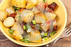 New potatoes with bacon