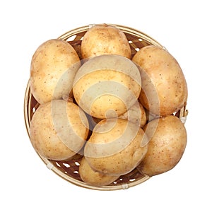 New potatoes in a light basket on an