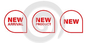 New product, arrival label badge sticker icon set