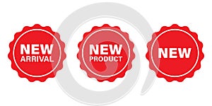 New product, arrival label badge sticker icon set