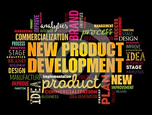 New product development word cloud collage