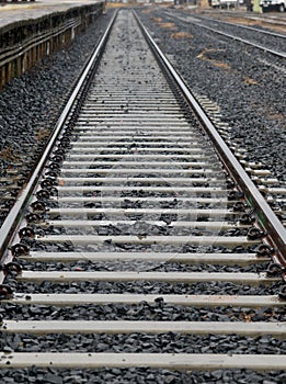 New rail lines are laid at a upgraded railway station