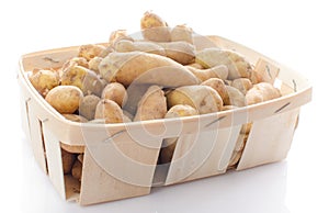 New rattes potatoes in a basket