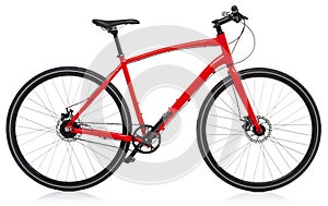 New red bicycle isolated on a white