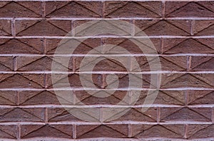 New red brick wall, texture of rhombus