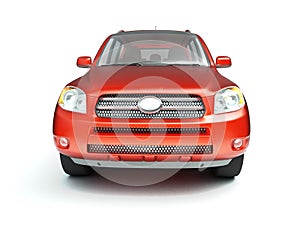 New red glossy SUV front view