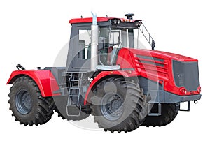 New red powerful tractor isolated over white