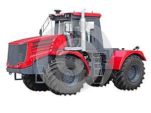 New red powerful tractor isolated over white