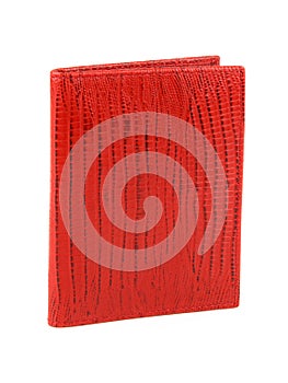 New red wallet of genuine reptile skin leather isolated