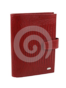 New red wallet of reptile skin leather isolated