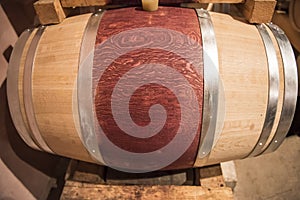 New red wine barrel in wine cellar