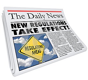 New Regulations Take Effect Newspaper Headline Information
