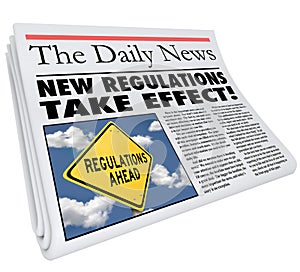 New Regulations Take Effect Newspaper Headline Information photo