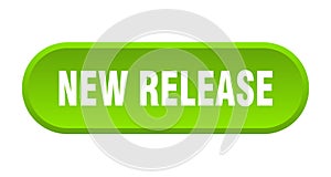 new release button. rounded sign on white background