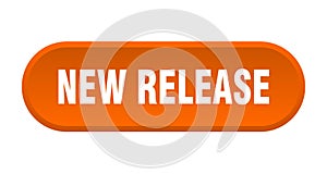 new release button. rounded sign on white background