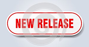 new release sign. rounded isolated button. white sticker