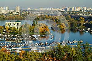 New residential areas on left bank of the Dnipro river, Kiev, the capital of Ukraine