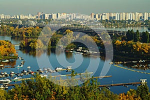 New residential areas on left bank of the Dnipro river, Kiev, the capital of Ukraine