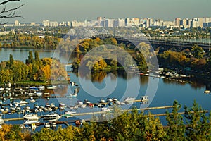 New residential areas on left bank of the Dnipro river, Kiev, the capital of Ukraine