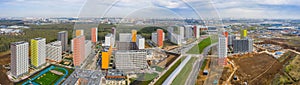 New residential areas and new buildings in Moscow. Aerial view of the area near the Salaryevo landfill