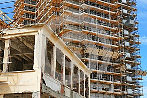 new residential building under construction on a dismissed industrial area