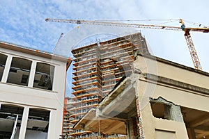 new residential building under construction on a dismissed industrial area