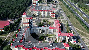 New residential complex under construction area with a developing infrastructure. house under construction. modern urban building