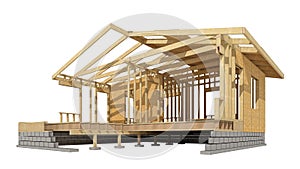 New residential construction home wood framing.