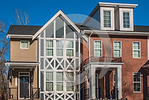 New residential townhouses. Modern apartment buildings in BC Canada. Modern complex of apartment buildings