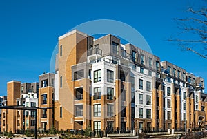 New residential townhouses. Modern apartment buildings in BC Canada. Modern complex of apartment buildings