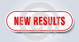 new results sign. rounded isolated button. white sticker