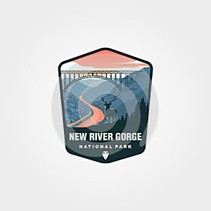 New river gorge vintage logo patch vector symbol illustration design, us national park print design