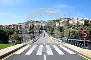 New road and bridge over golf course in Spain