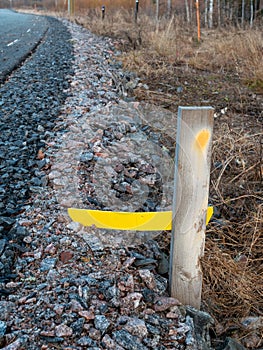 new road construction boundary stake