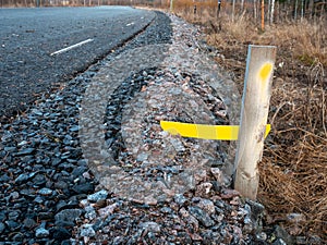 new road construction boundary stake