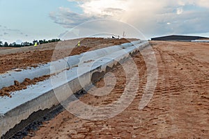 New Road under construction with concrete curb