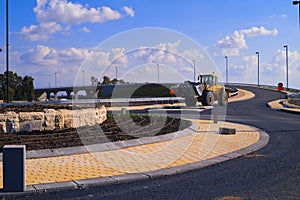 New roundabout and a bridge that connect east and west Binyamina northwest Israel