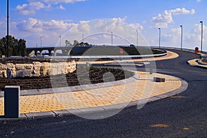 New roundabout and a bridge that connect east and west Binyamina northwest Israel