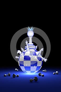 The new ruler. Elite Society chess metaphor. 3D render illustr