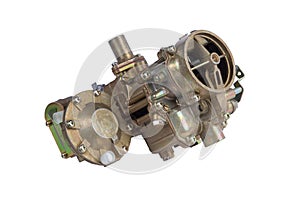 New Russian-made car carburetor on a white background