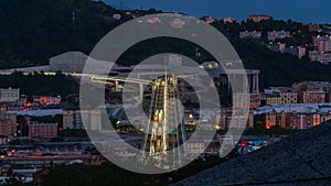 The new San Giorgio bridge in Genoa, Italy. Time lapse.