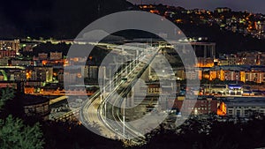 The new San Giorgio bridge in Genoa, Italy. Time lapse.