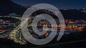 The new San Giorgio bridge in Genoa, Italy. Time lapse.