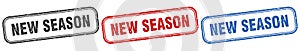 new season square isolated sign set. new season stamp.