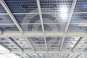 New Semi-transparent photovoltaic modules shade a parking lot