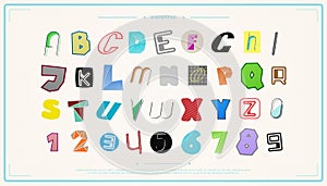 New set of isolated, anonymous style alphabet letters and numbers