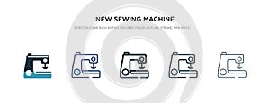 New sewing machine icon in different style vector illustration. two colored and black new sewing machine vector icons designed in